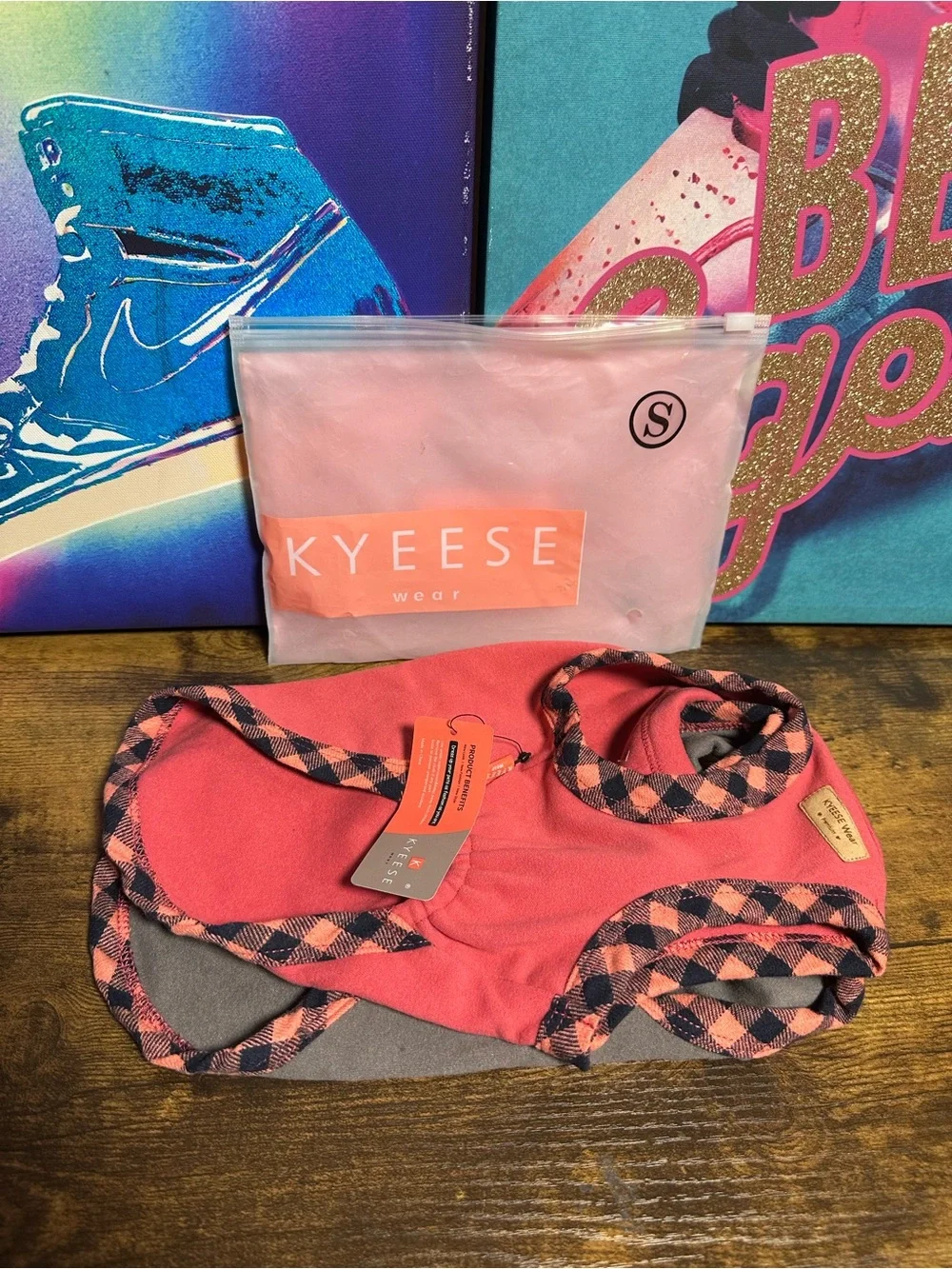 2pc KYEESE fleece dog sweaters featuring plaid trim and button details